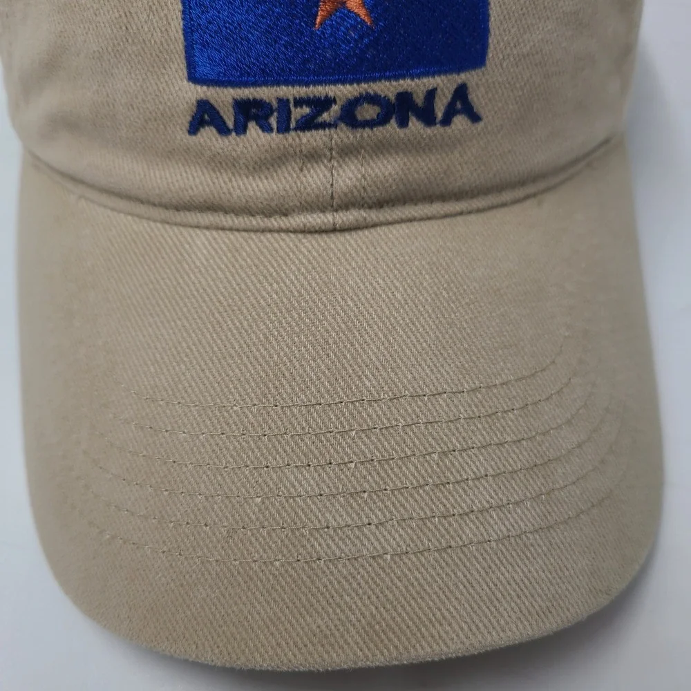 Vintage Jerome Arizona Hat Strapback Beige State Flag Logo Casual Travel Dad Men
